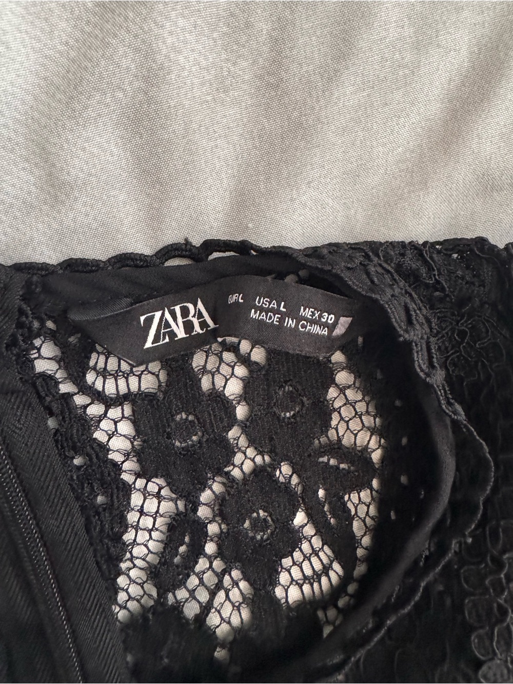 Zara Black Lace Crochet Sleeveless Top, Size L - Picture 4 of 6
